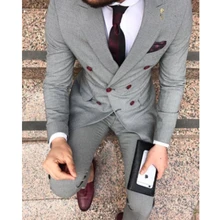 Ternos de negócios cinzentos ternos jantar vestido de casamento smoking traje homme terno masculino masculino ternos definir duas peças (blazer + calças) (1)