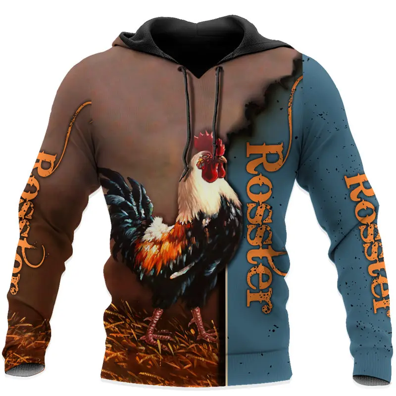 

Fashion Zip Hoodie Beautiful Rooster Hunting 3D Fully Printed Men's Hoodie Unisex Fall Winter Harajuku Casual Sweatshirt