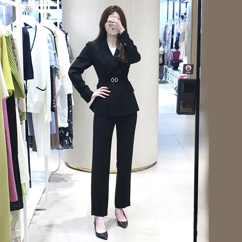 

Slim Summer Street Suit Business Black Coat Outfit Business Wear Formal Suit Women Two Piece Plus Size Conjuntos Clothing Eg50xf