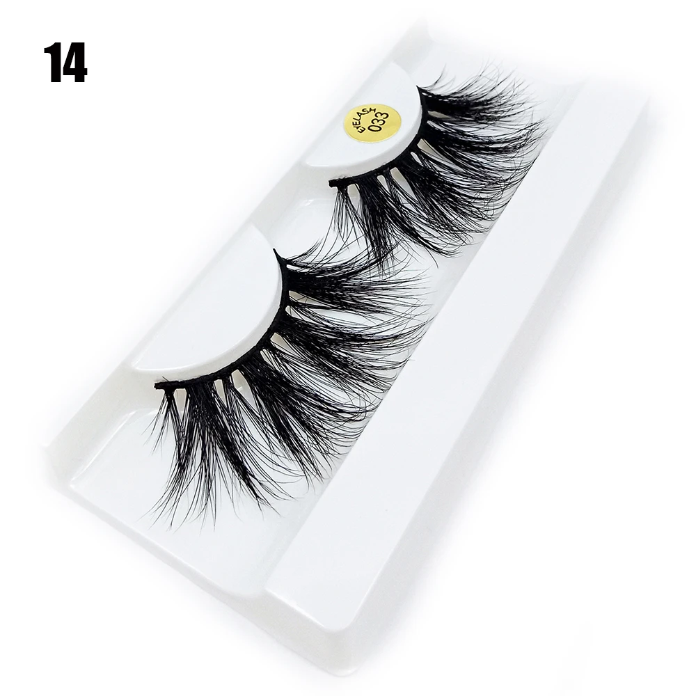 14 Новая мода 1 пара 25 мм Lashes100% 3D норковые накладные ресницы толстые длинные ресницы пушистые Накладные ресницы ручной работы - Цвет: 14