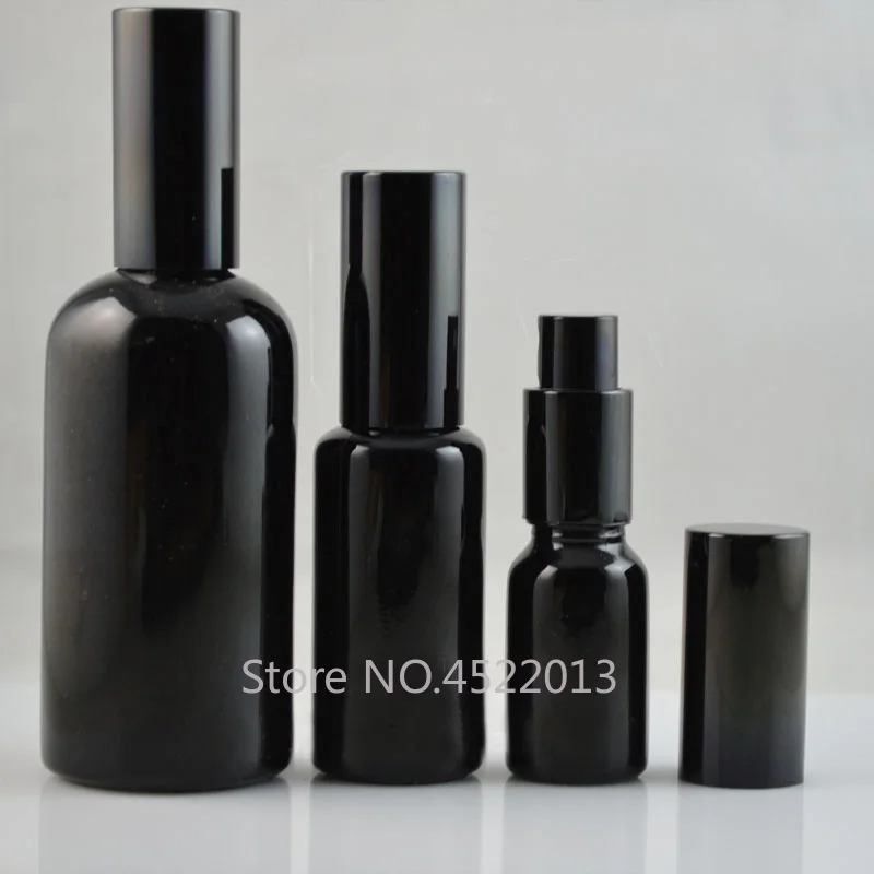 

10ML15ML30ML50ML100ML Glass Perfume Spray Bottle, DIY Empty Elegant Black Vial Lotion Pump Container, Cosmetic Emulsion Package