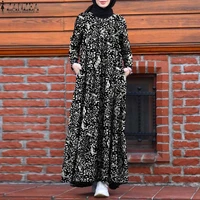 zanzea women bohemian vintage printed long dress autumn sundress robe femme vestido kaftan muslim dubai abaya turkey hijab dress