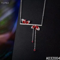 kjjeaxcmy fine jewelry 925 sterling silver inlaid natural gemstone ruby female miss woman girl pendant necklace fashion