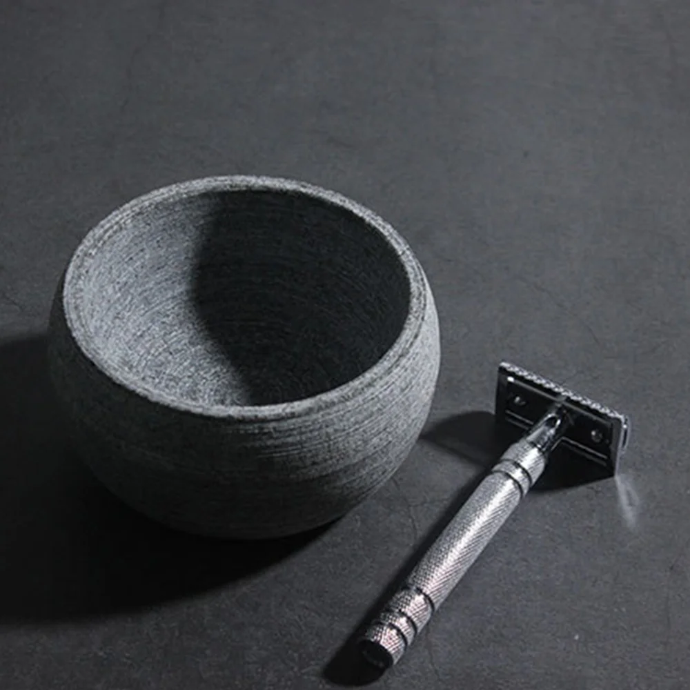 

1PC Portable Shaving Soap Bowl Natural Stone Shaving Bubble Bowl Household Shaving Cream Bowl for Men Use (Grey)