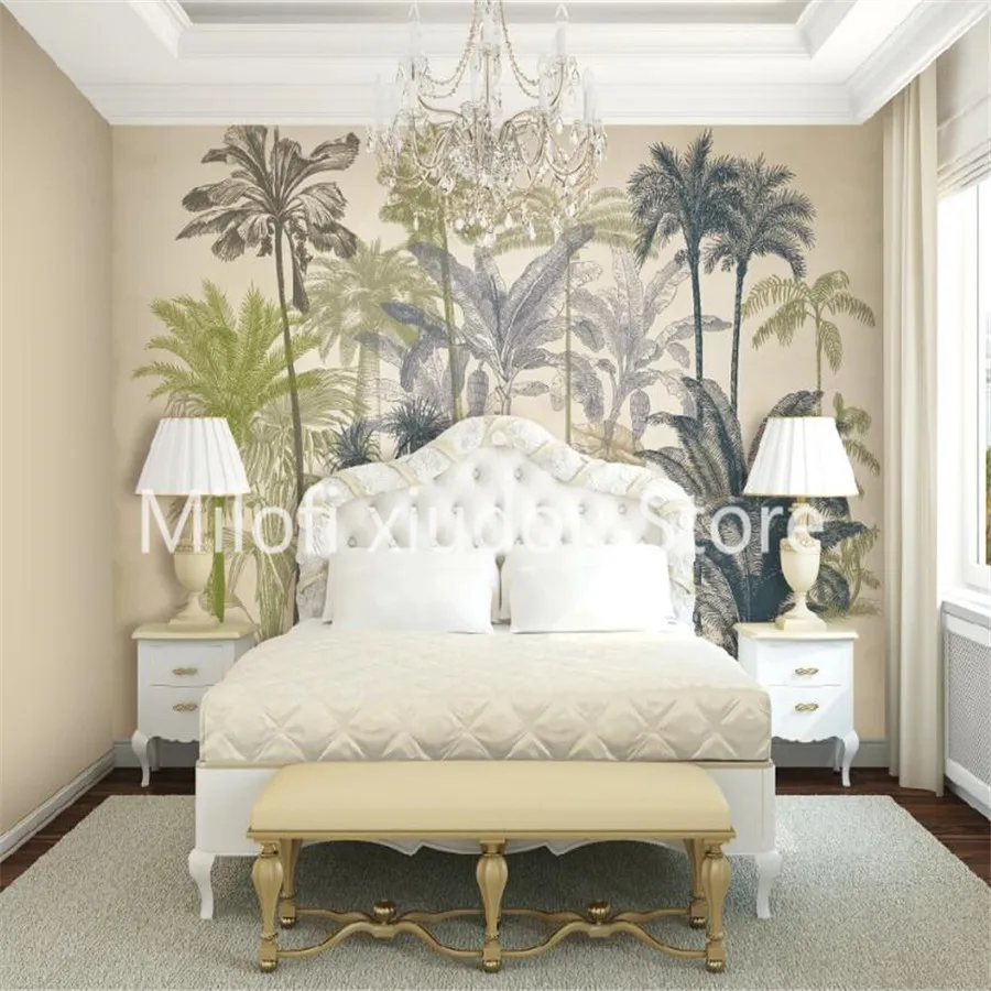 Milofi пользовательские 3d обои тропического леса растений Ретро тропический лес