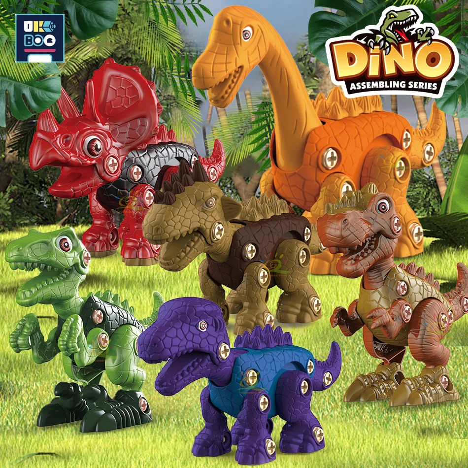 

UKBOO DIY Screw Nut Disassembly Assembly Dinosaur Building Blocks City Cartoon Animal Early Learning Educational Kids Toys Boy