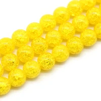 natural yellow cracked crystal stone round loose beads for jewelery making diy bracelet accessories 15inchstrand 6810mm