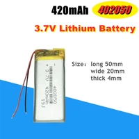 3 7v 402050 lipo cells 420mah lithium polymer rechargeable battery for mp3 gps dvr car recorder bluetooth headset toy batteries