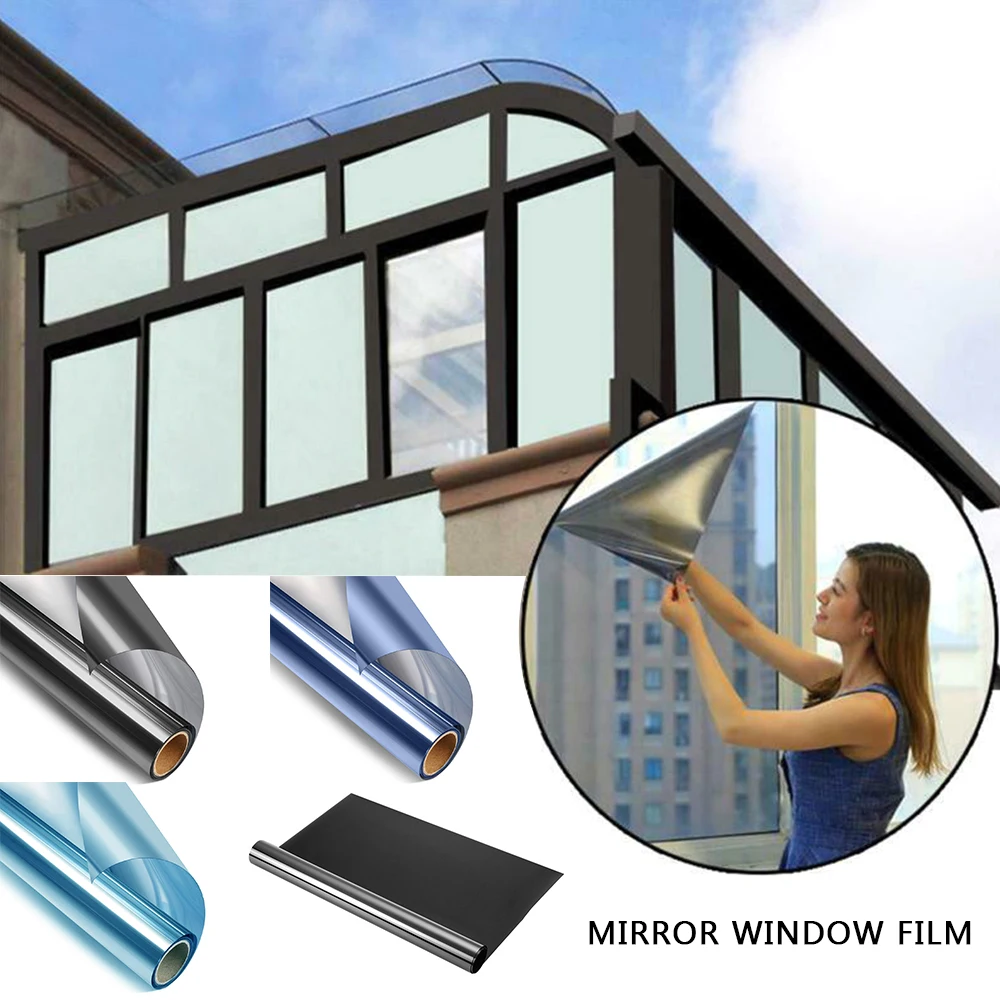 

50X200CM Window Film Privacy Vinyl Sticker Self-adhesive Mirror Glass Window Film Stickers Reflective Sunscreen Sun Heat Control