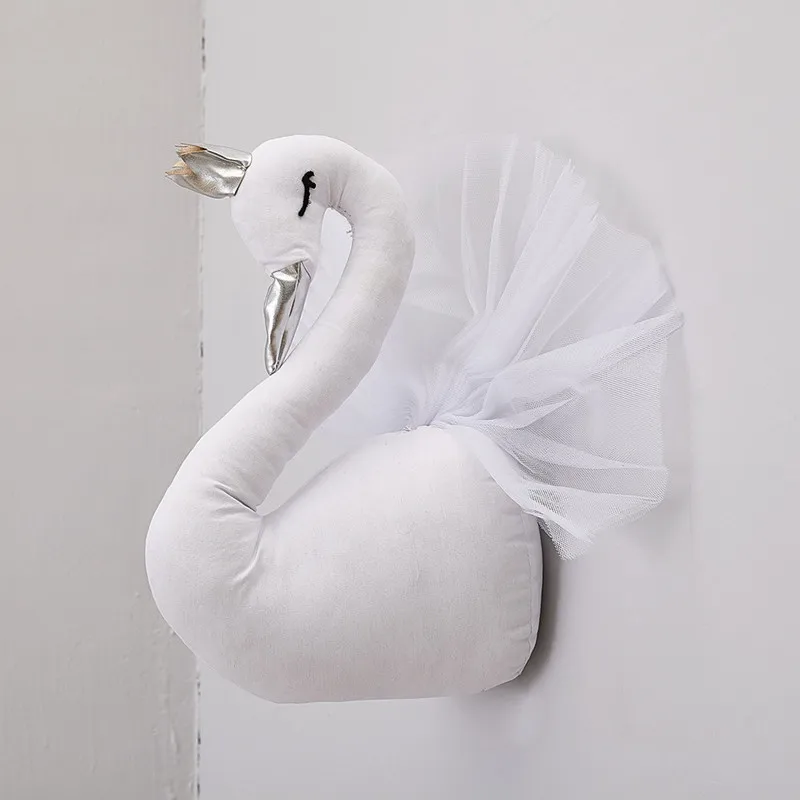 

Wall Hanging Decoration Swan Animal Head Wall Hanging Decoration Crown Swan Doll Stuffed Toy Baby Room Kawaii Decoration Room