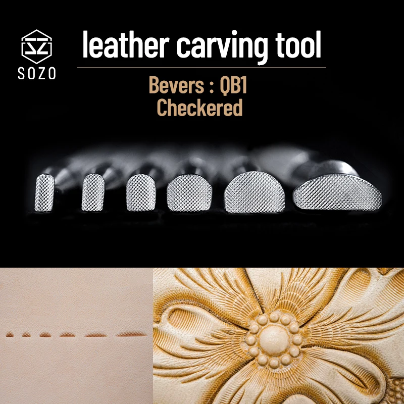 SOZO QB1 Leather Work Stamping Tool Eevelers Checkered Sheridan Saddle Make Carving 304 Stainless Streel Stamps