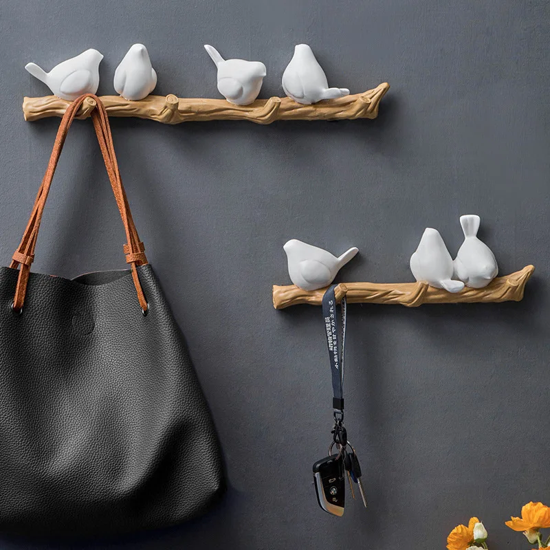 

Resin Bird Hook Wall Decoration Fitting Room Living Room Hanger Nordic Wind Bag Key Hat Shelf Bedroom Home Storage Wall