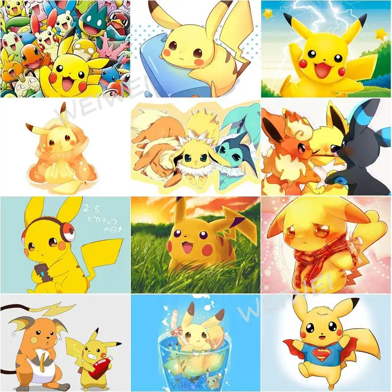 

Pikachu 5D Diy Diamond Painting Full Square Round Resin Diamond Embroidery Rhinestone Picture Cross Stitch Home Decor Hobby
