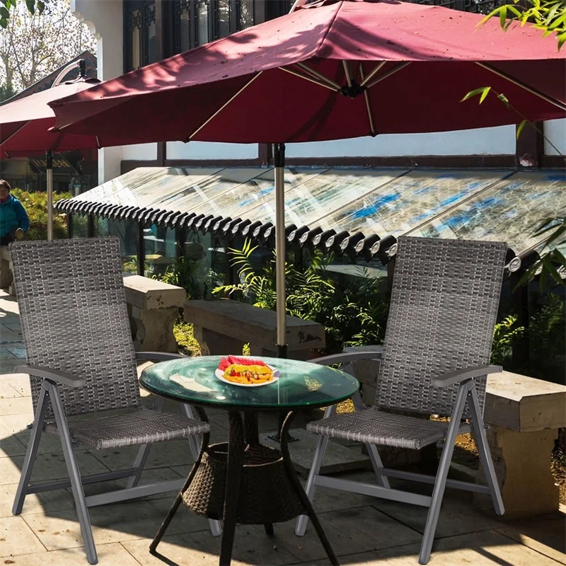 Регулируемые складные уличные плетеные портативные стулья из ротанга 2 шт.