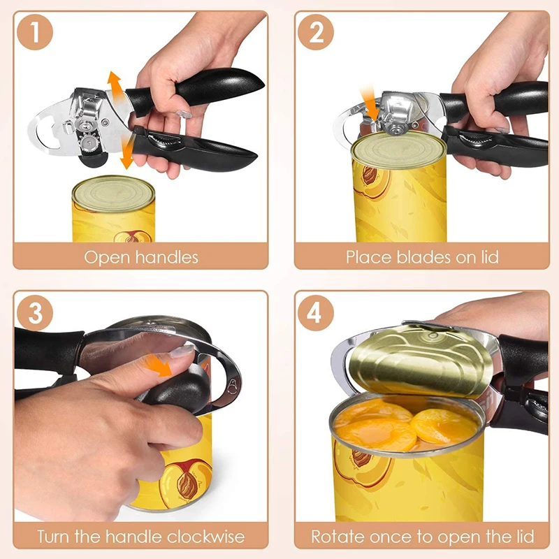 

Stainless Steel Can Opener Manual Smooth Edge-Professional Design To Effortlessly Manual Can Bottle Handheld Bottle Tin Opener