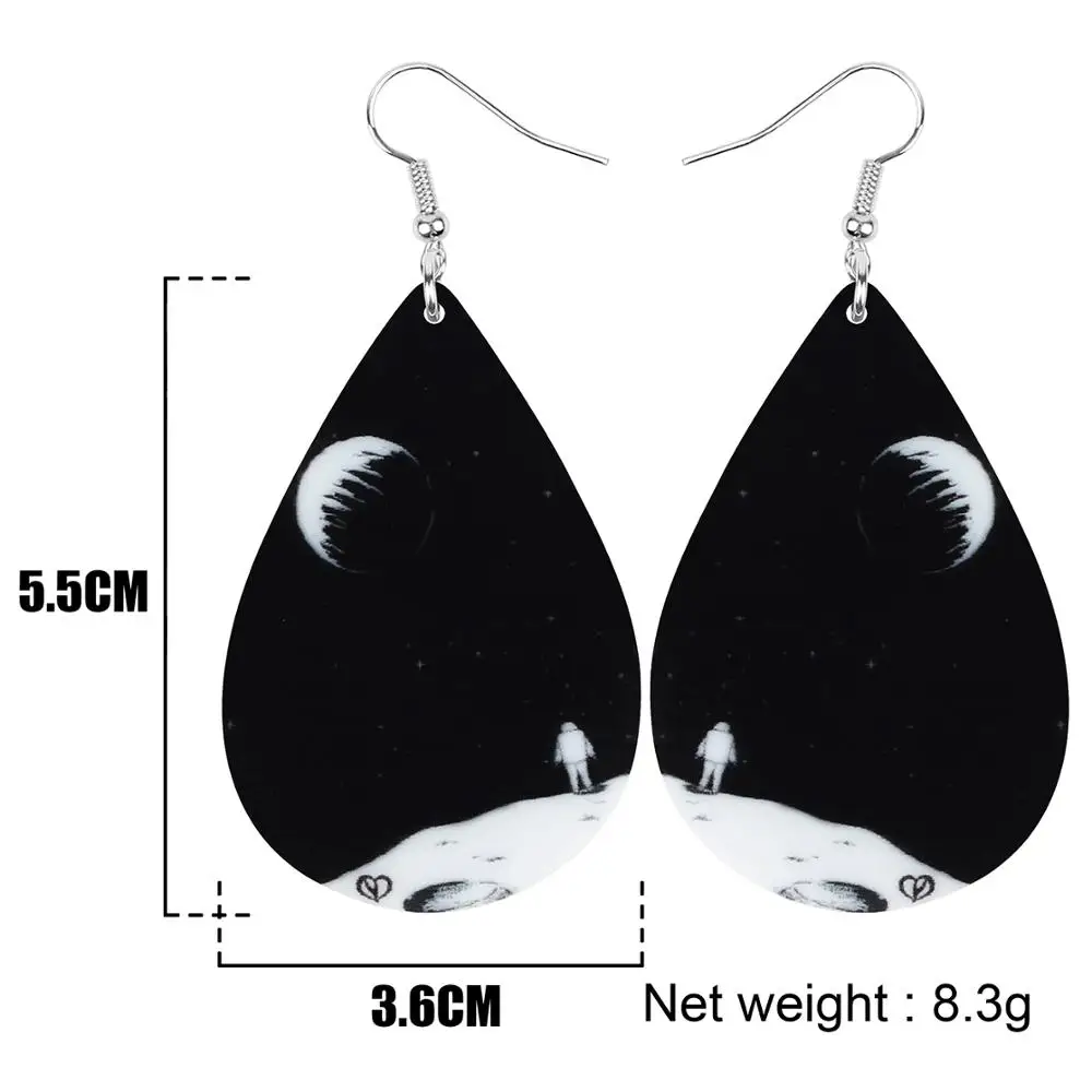 Bonsny акриловые каплевидные Космические Планеты астронавт серьги-подвески в форме