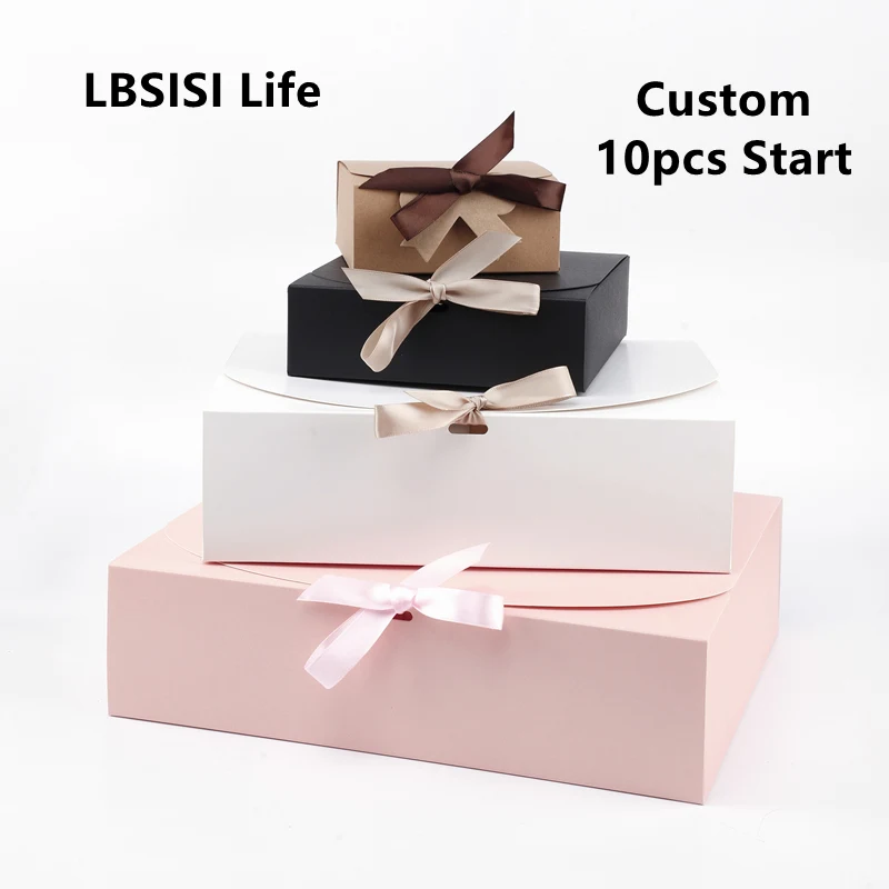 Wedding Red Kraft White Pink Candy Cookie Cloth T-shirt Scarf Pack Boxes With Ribbons