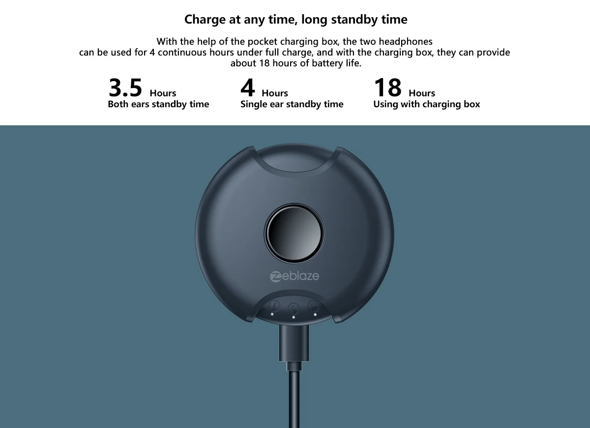 Zeblaze Zepods, беспроводные наушники, bluetooth 5,0, глубокий бас, стерео, Earbus, вращение на 360, тип-c, зарядка, шумоподавление с микрофоном