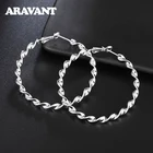 925 серебряные большие витые серьги-кольца для женщин, модные свадебные украшения