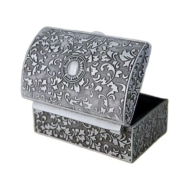 Винтажная металлическая шкатулка для ювелирных изделий маленький органайзер
