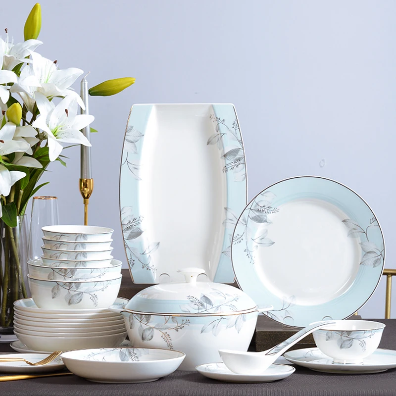 

56 головок, керамическая посуда, фарфоровое блюдо, тарелка для салата, лапши, тарелки, наборы посуды, суповая посуда