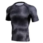Мужские компрессионные футболки с 3D принтом, футболки с коротким рукавом, базовые Многослойные колготки для фитнеса, мужские топы для фитнеса, футболка для MMA Rashguard