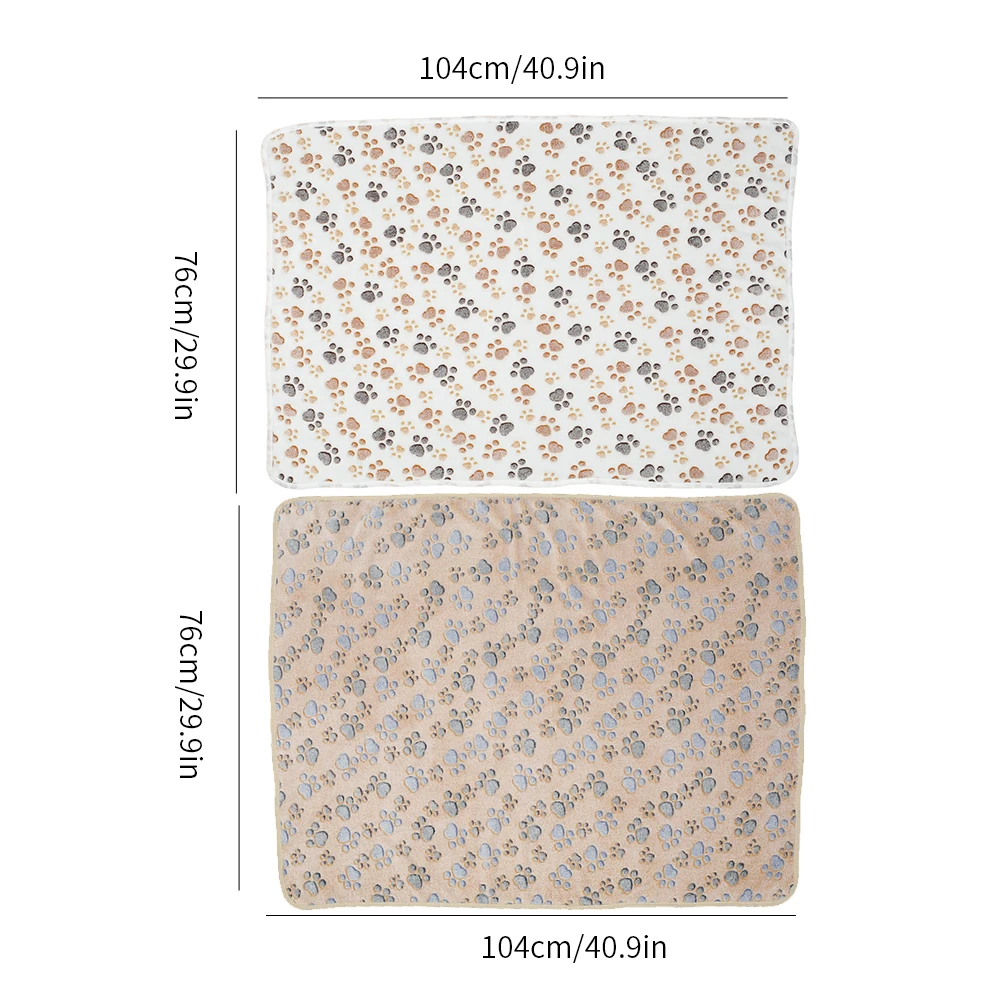 

2pcs Dog Bed Mats Soft Flannel Fleece Paw Foot Cute Print Warm Pet Blanket Sleeping Beds Cover Mat For Small Medium Dogs Cat