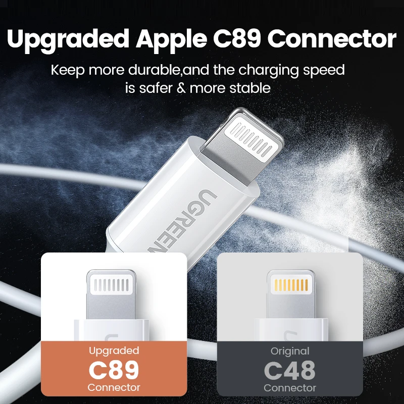 MFi USB-кабель Ugreen для iPhone 13 12 Pro Max быстрое зарядное устройство с разъемом Lightning iPad Mini