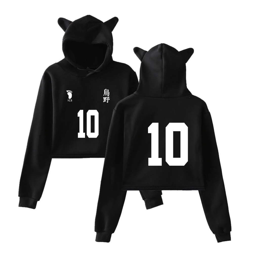 2020 Haikyuu! Женский укороченный топ с котом sala модный пикантный свитшот в стиле