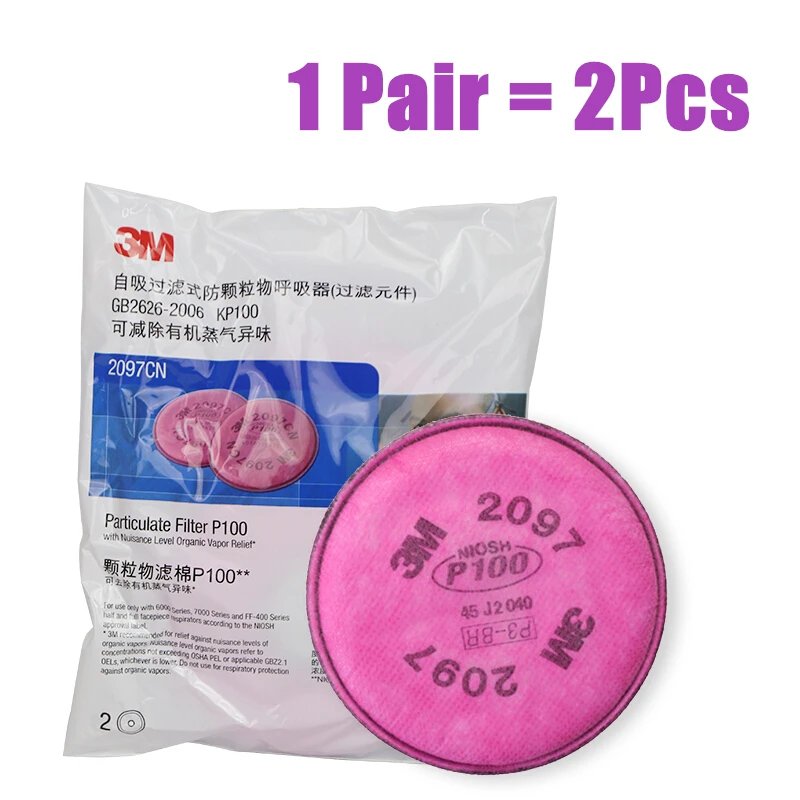 10PCS 2097 Filter Cotton Anti-Glass Fiber Dust Cover Particulate Particles Activated Carbon Voor 3M 6200/6800/7502 Respirator |