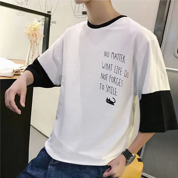 Мужская одежда японская футболка летняя модная с коротким рукавом большого