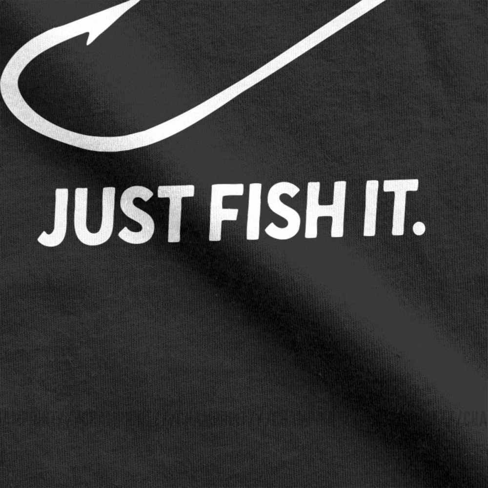 Fishing Just Fish It Fun, Мужская футболка, Фишер, мужские топы с коротким рукавом, новые футболки, хлопок, футболка с вырезом лодочкой