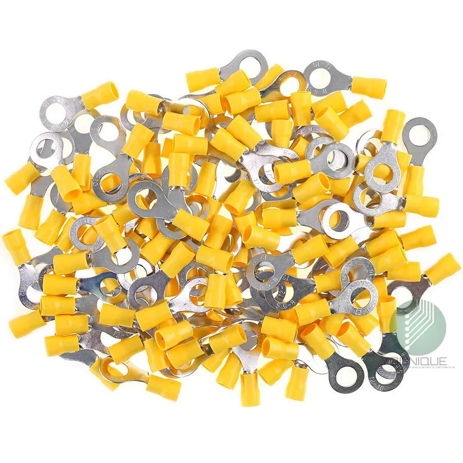 

500 PCS RV5.5 Yellow Ring 4-6 MM Insulated Wire Connector Electrical Crimp Terminal Cable Wire 12-10 AWG