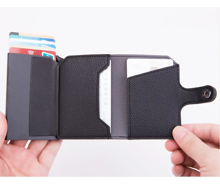 GODOMON Новые мужские и женские кошельки для кредитных карт, RFID автоматические всплывающие кошельки, металлические кошельки, мини-держатель для карт бумажники