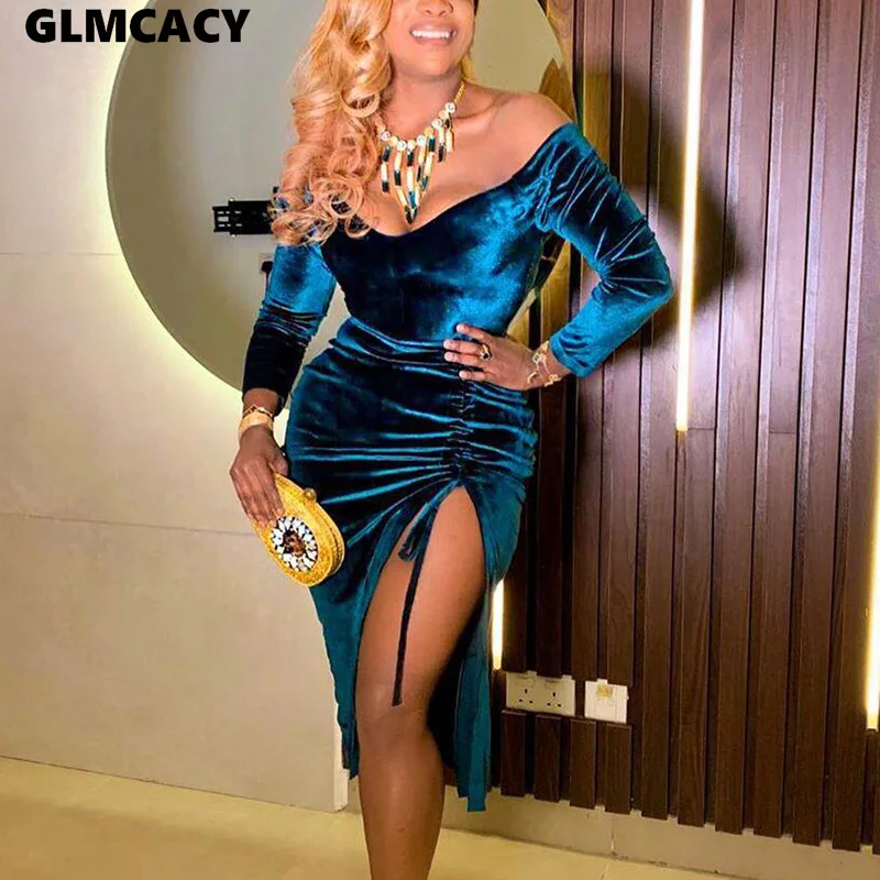 Женское осенне зимнее мини платье с v образным вырезом и рукавами фонариками