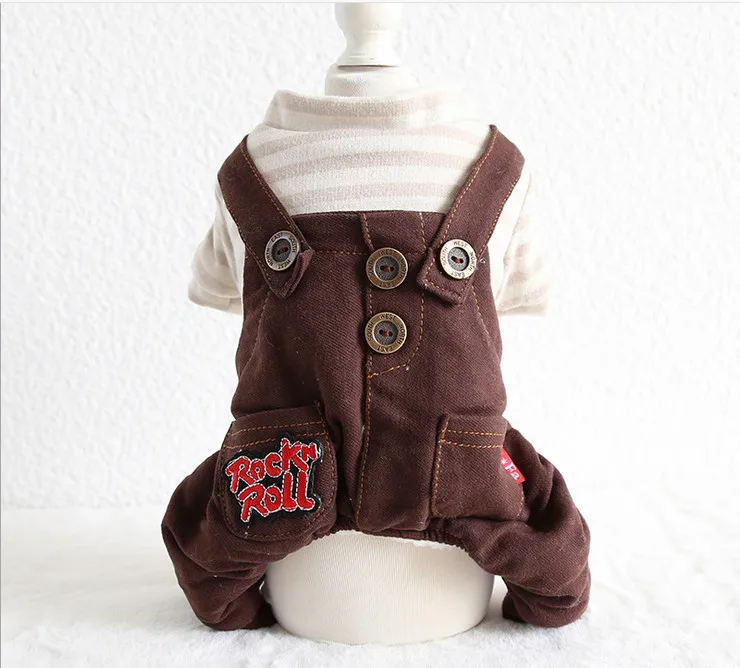 Рок джинсовая полосатая одежда для домашних собак зимняя халат комбинезон сабак