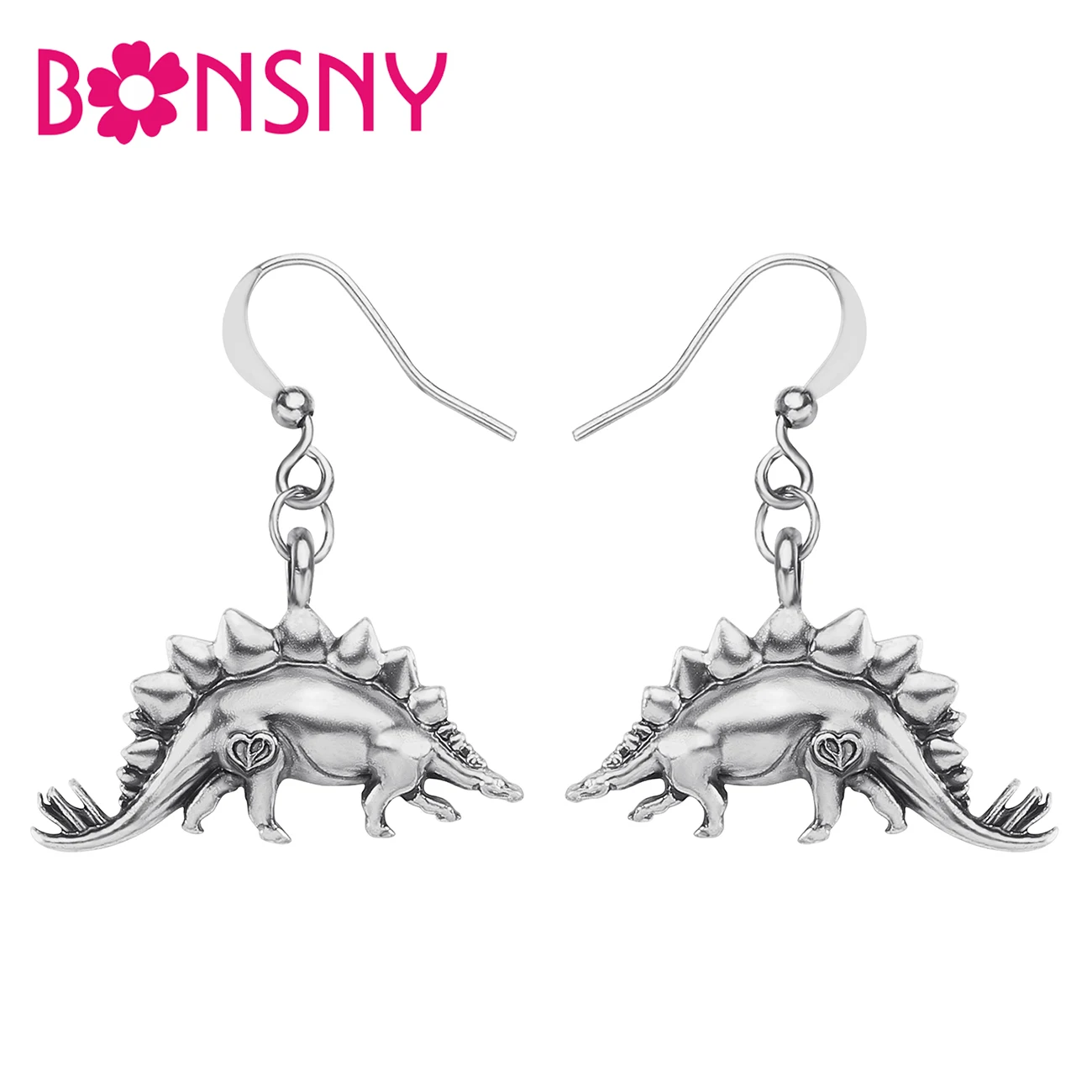 

Bonsny Alloy Antique Gold Plated Sweet Stegosaurus Dragons Earrings Long Drop Dangle Jewelry Gifts For Women Girls Teens Charms