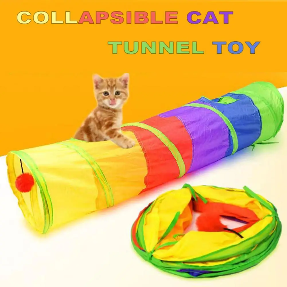 

Novel Folding Cats House Space-saving Oxford Cloth Multicolor Puppy Exercising Hiding Training Tunnel for Indoor