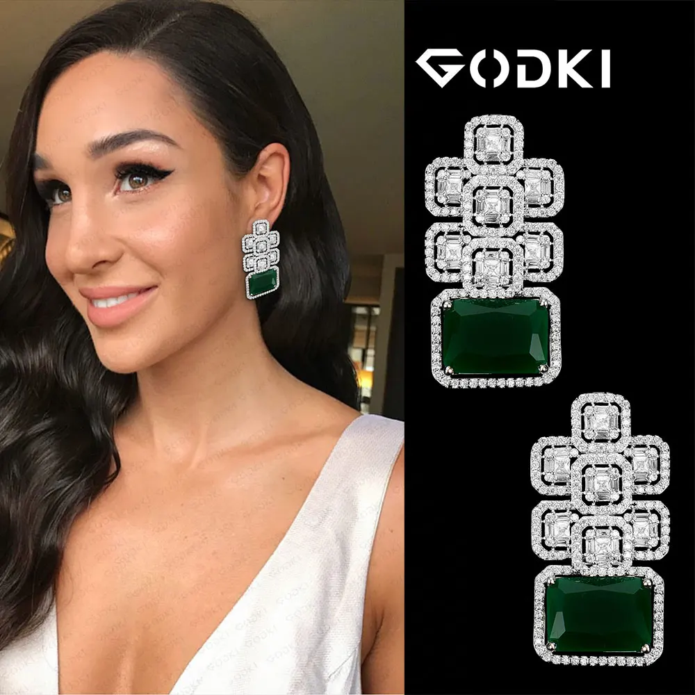 Женские серьги пусеты GODKI роскошные с фианитом ювелирные изделия высокого