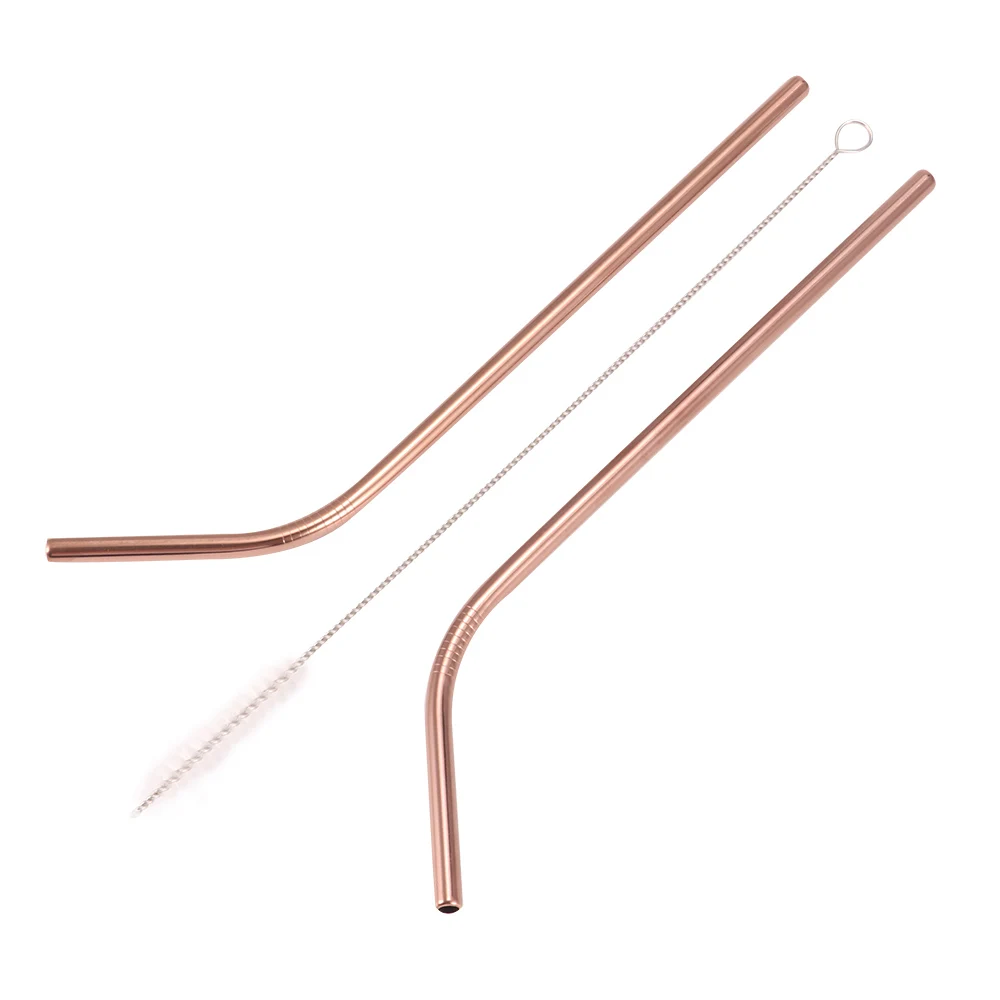 3 шт./компл. изогнутые нержавеющая сталь питьевые соломки из розового цвет