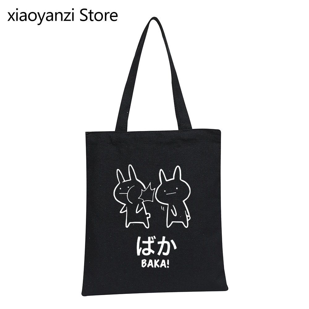 

Baka Rabbit Slap Reusable Shopping Bag Anime Japanese Cute Handbag Women Novelty Cute Japan Canvas Shoulder Bags Wholesale