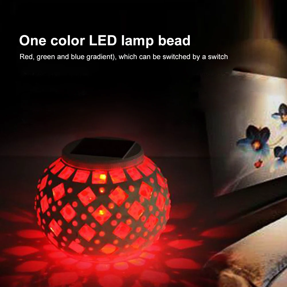 

Gift Patio Party Indoor Outdoor With Switch Round Garden Solar Light Home Decor Glass Mosaic Yard Color Changing Landscape