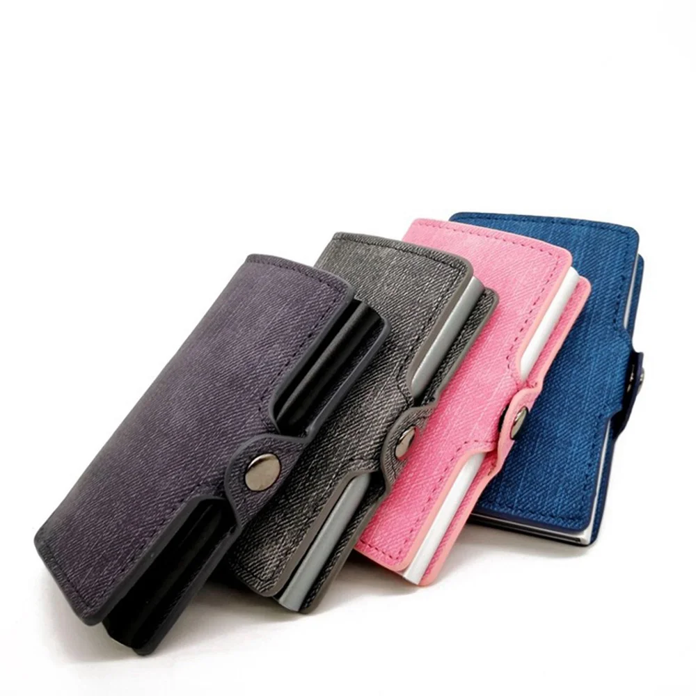 1 шт. из искусственной кожи алюминиевый кошелек для карт кредитный держатель с