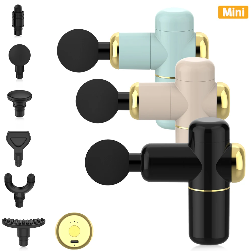 

Mini Fascia Massage Gun Fitness Massager Electric Muscle Relaxer 6 Head Type C USB Charge
