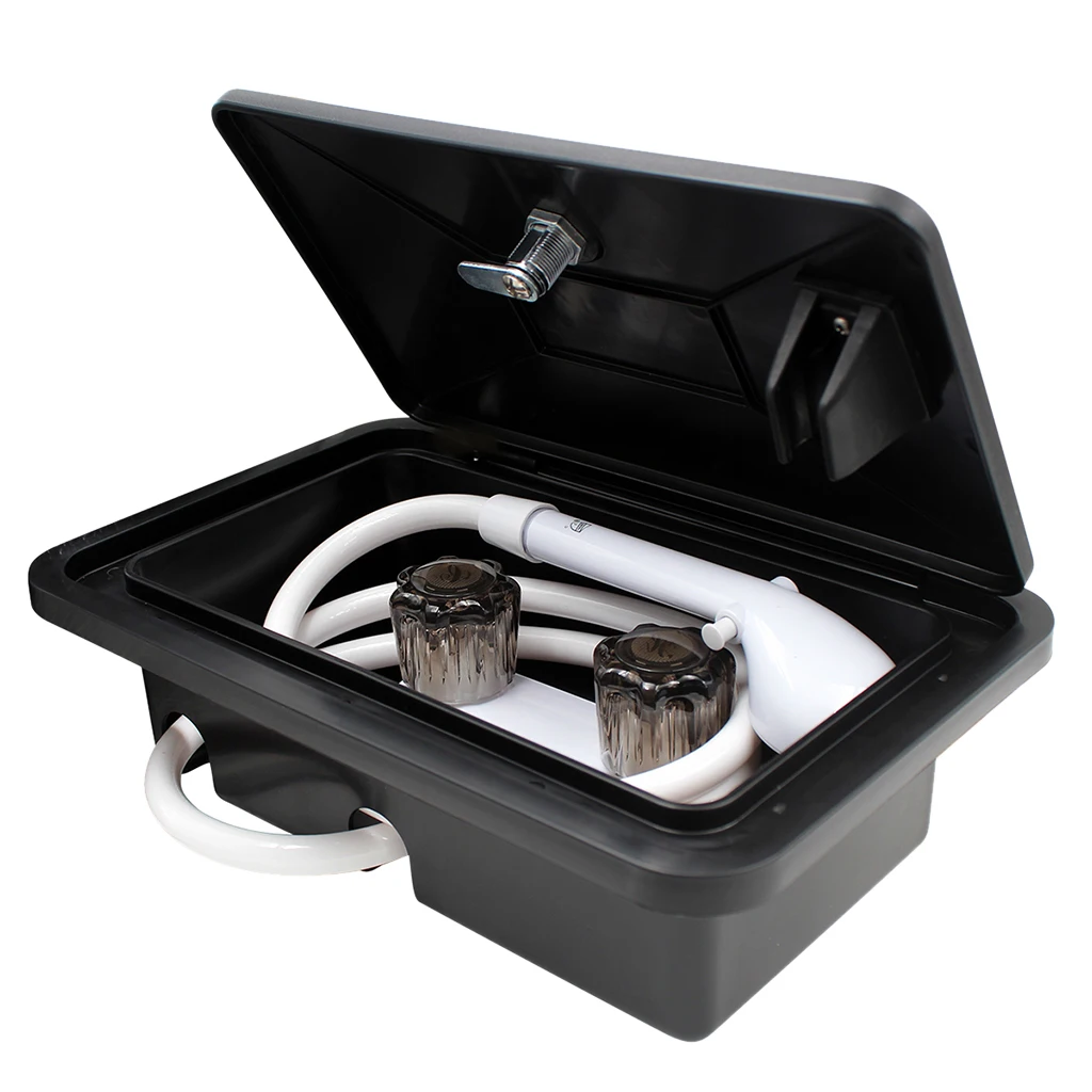 Морской внешний душевой ящик комплект с замком для RV включает шланг черный |