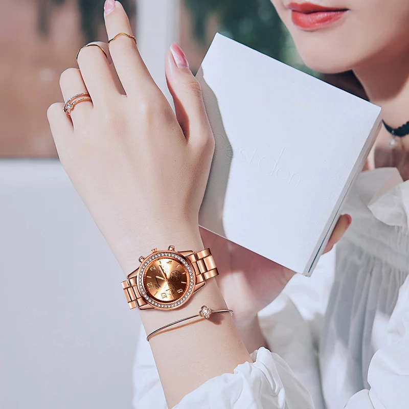 Женские Серебристые часы модные женские кварцевые роскошные наручные Стразы |