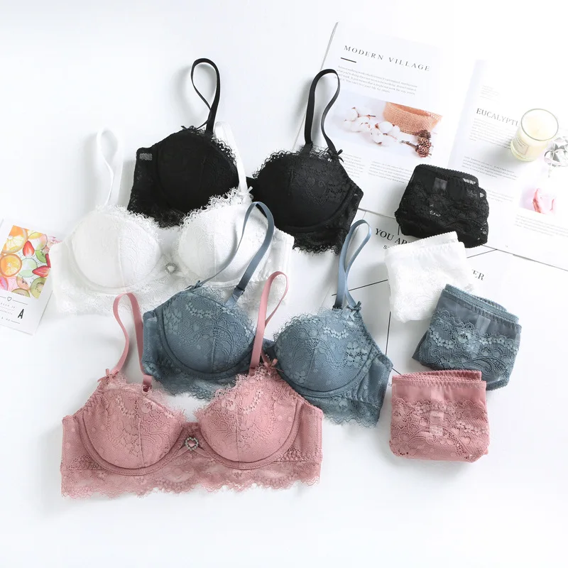 

The new Sexy lace lingerie bra set Thin sponge Gathered with a steel bracket Gathered comfortably