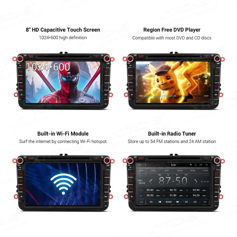 XTRONS " Android 9,0 Восьмиядерный gps автомобильный стерео dvd-плеер для Volkswagen Golf MK5 Jetta V Magotan Passat B для SKODA для сиденья