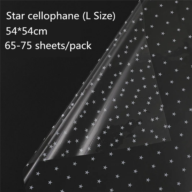 1 pack 70pcs Star Decorative Craft DIY Flower Wrapping Paper Transparent Cellophane Packing Bag Candy Gift Bags Bouquet flower | Дом и сад
