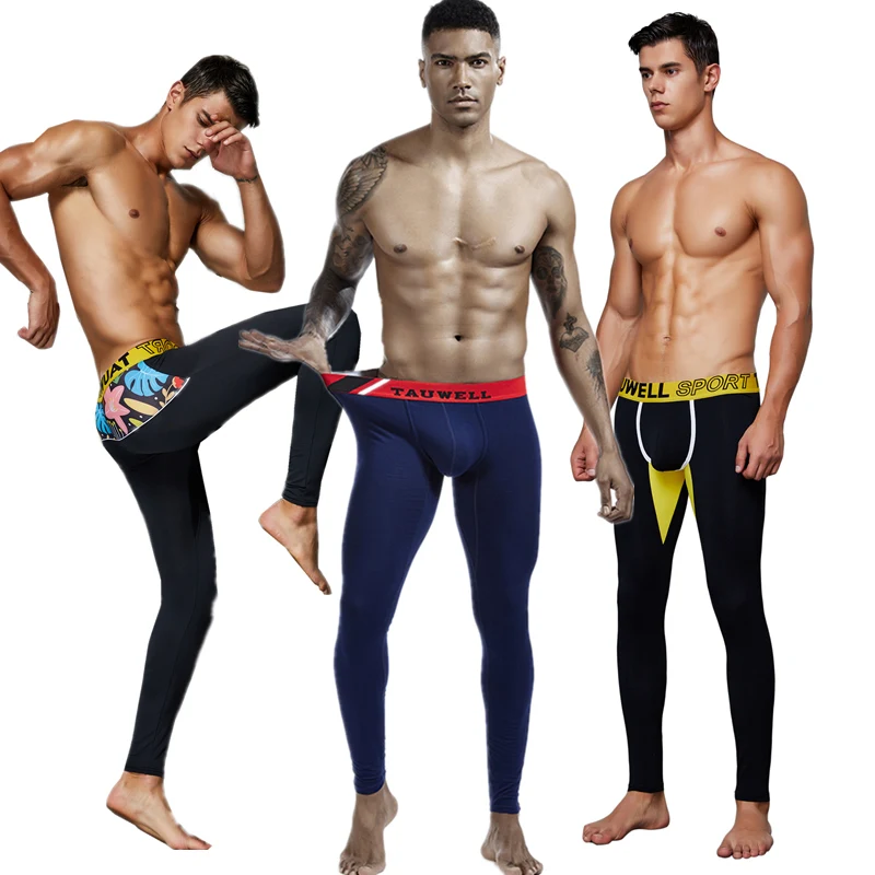 Облегающие мужские хлопковые подштанники зимние теплые однотонные тонкие